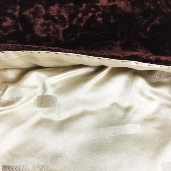 Vintage Handmade Evening Purse Brown Cut Velvet Shoulder Bag Ecru Lining Party - Picture 5 of 5